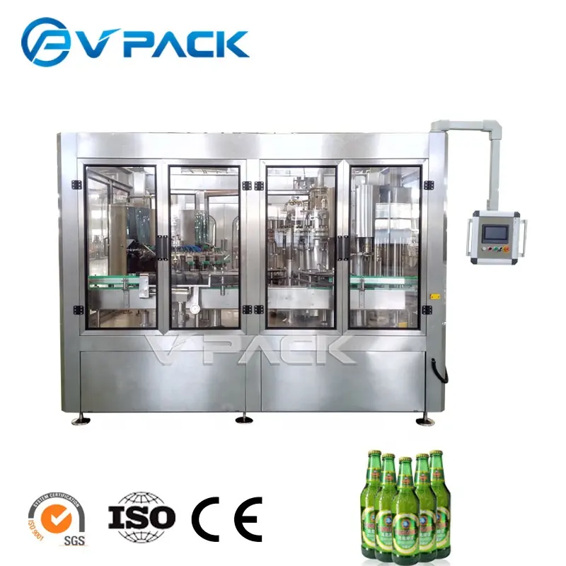OEM自動飲料ジュースソーダ炭酸飲料製造液体ガラス瓶充填機生産ラインキャップ機