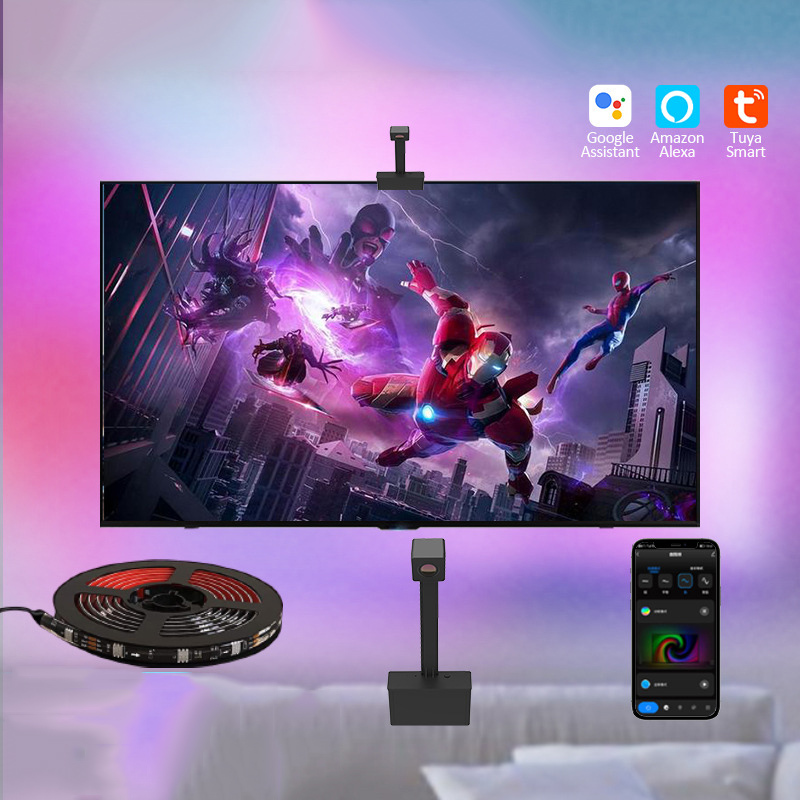 TV <strong>Backlight</strong> RGB IC LED Strip Light Flexible <strong>Camera</strong> Music <strong>Sync</strong> IP20 Multiple Scene Mode Ribbon Color Picker TV PC