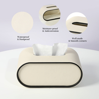 Boîte à mouchoirs ovale personnalisée de luxe en cuir PU porte-boîte à mouchoirs pour hôtel bureau décor à la maison fournisseur de boîtes à mouchoirs