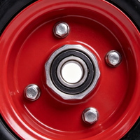 Roda Karet Padat Anti Bocor 8x2.5 dengan Tapak Knobby, Velg Baja Berlapis Bubuk Merah untuk Gerobak Dorong, Troli Kebun, dan Kereta Utilitas