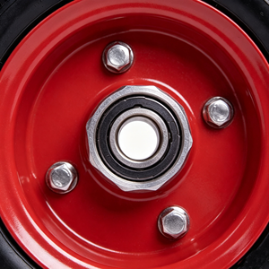 8x2.5 <b>Flat</b> Free Solid Rubber Wheel Knobby Tread Red Powder Coated Steel Rim Wheel for Hand Truck Garden <b>Trolley</b> Utility Cart - Product Image 6