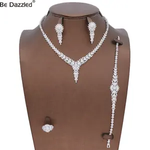 Luxury Shining Zircon Micro Pave Jewellery Y Shape Long Pendant Dangle Earring Set Wedding Bridal Jewelry Sets Wholesale New