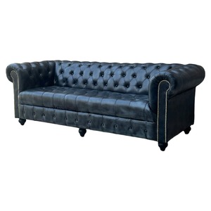 โซฟาเชสเตอร์ฟิลด์ 3 ที่นั่ง พรีเมียม หนังแท้ เฟอร์นิเจอร์บ้าน โซฟาบุผ้าแบบดีพทัฟท์ เฟอร์นิเจอร์ห้องนั่งเล่นสุดคลาสสิก สไตล์เหนือกาลเวลา - Product Image 3
