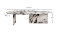 Table basse convertible en marbre pour salon, design moderne, forme ovale, rangement, durable, utilisation en appartement