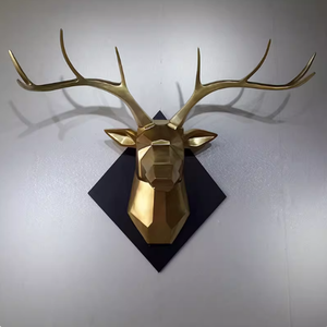 Statue murale en résine Tête de <span class=keywords><strong>cerf</strong></span> avec bois de <span class=keywords><strong>cerf</strong></span>, Sculpture artistique pour salon, Décoration intérieure - Product Image 2