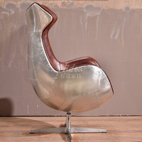 Chaise de bureau en forme d'œuf de style loft industriel rétro, hauteur réglable, avec pieds en métal, pour bureau à domicile et salon