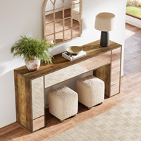 Table console d'entrée moderne en bois avec finition miroir et fonctions de rangement pour villa, hôtel, salon, chambre à coucher pour marque
