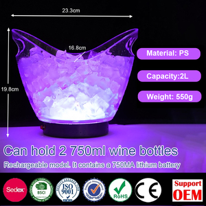 Seau à glace LED en acrylique mini 2L, rechargeable, RGB, 7 couleurs changeantes, refroidisseur de <span class=keywords><strong>vin</strong></span> lumineux, logo personnalisé pour mariage et fête - Product Image 2