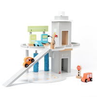 <strong>Best</strong>-<strong>selling</strong> Pretend Parking Lot Double Deck Simulation Transportation Gas <strong>Station</strong> Wooden Vehicle Toy for Kids Boys & Girls