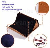 Boîte triangulaire pliable orange avec logo personnalisé, étuis à lunettes en cuir PU rigide pour hommes et femmes