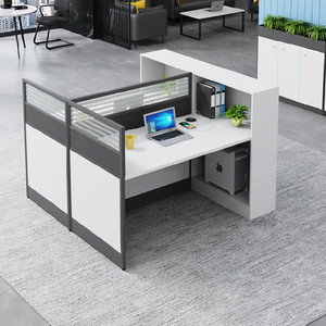 Conjunto de Escritorio y Silla de Oficina Comercial con Caja de Cables Desmontable, Diseño de Partición Moderno y Minimalista - Product Image 2