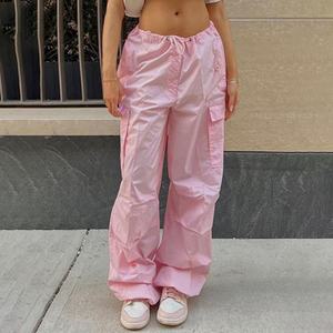 Pantalones Cargo Y2K Holgados Personalizados con Seis Bolsillos, Estilo Informal, Cintura Elástica, Pliegues en las Rodillas, Tipo Paracaídas para Mujer - Product Image 2