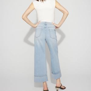 Jeans de Mezclilla de Algodón para Mujer, Estilo Moderno 2025, Cintura Baja, Pierna Ancha, Estilo Baggy - Product Image 3