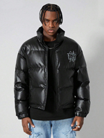 Street Life Veste bouffante à imprimé lettres pour homme Manteau en duvet de canard rembourré à col montant
