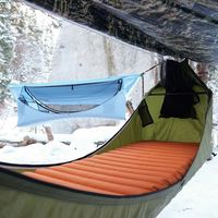 Hamac anti-moustiques gonflable JF JF-350 pour l'extérieur, avec matelas intégré, fermeture éclair, maille respirante, cadre en aluminium, capacité 150 kg, taille adulte