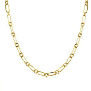 Collier pour femme en or véritable 18 carats, chaîne à maillons en forme de trombone, design de marque célèbre Xinfly - Product Image 1