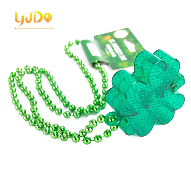 Party Holiday Supplies Custom St. Patrick's Day Decorations Four-Leaf Clover Necklace Favors For Kids