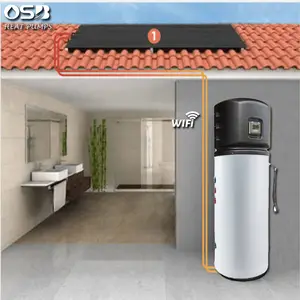 100-400L Thermal thermodynamic hot water air source all-in-one heat pump water heater with dhw tank with solar panel