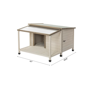 Maison <span class=keywords><strong>pour</strong></span> animaux de compagnie en bois beige de 43 pouces avec matériau en métal résistant aux intempéries, <span class=keywords><strong>porte</strong></span> de maison <span class=keywords><strong>pour</strong></span> <span class=keywords><strong>chien</strong></span> durable, motif solide - Product Image 3