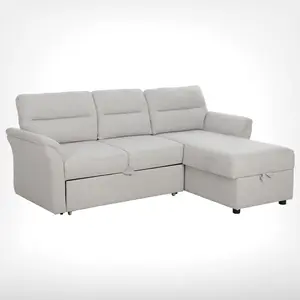 Divano componibile divano letto a forma di L con Chaise portaoggetti e letto estraibile per soggiorno
