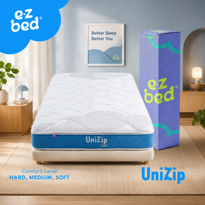 Colchón Unizip con resortes ensacados, diseño de cremallera suave y cómoda, y soporte equilibrado para un sueño reparador cada noche con durabilidad. - Product Image 1