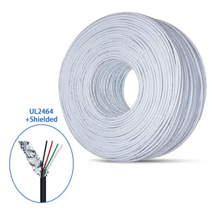 AWM 2464 white black 26awg twin core 4 Core sheath Electrical Wire PVC Flexible Insulated Tinned Shielded Sheathed Cable Roll