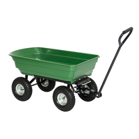 TC2145 Camion à benne basculante à 4 roues à structure fermée Chariot à pelouse en poly avec caisse en plastique Chariots à outils de jardin