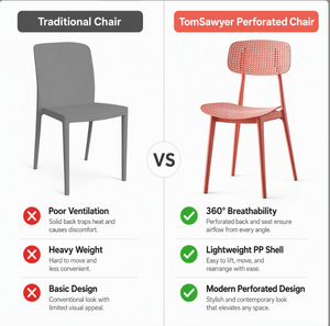 Chaise de salle à manger en plastique moulé perforé <span class=keywords><strong>TomSawyer</strong></span>, design à grille de points, finition mate ergonomique, pour la maison, les restaurants, vente en gros - Product Image 4