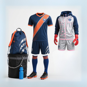 เสื้อฟุตบอลสำหรับผู้ชายชุดฝึกโลโก้ของทีมออกแบบได้ตามที่ต้องการชุดเสื้อฟุตบอลกางเกงขาสั้นเต็มตัว - Product Image 1