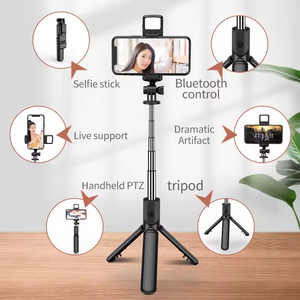 S03 S Draadloze Mobiele Telefoon Selfie Stick Statief Mini Flexibel Draagbaar 3-in-1 Draaibaar LED Licht Sticker Met Afstandsbediening - Product Image 2