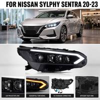 Phare de projecteur à LED double bi-RGB avec lentille PC transparente à haute transmission, ensemble de feux de route et de croisement entièrement à LED, compatible avec les voitures familiales Nissan