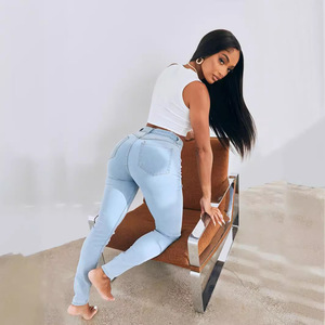Jean Skinny Bleu Clair Ultra-Élastique pour Femme Grande Taille – Pantalon Stretch Style Europe-Amérique Idéal pour le Quotidien - Product Image 3