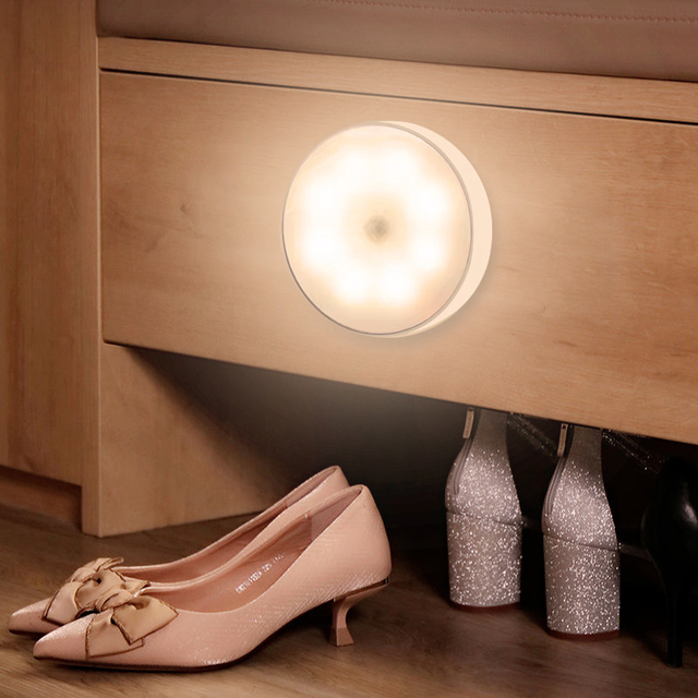 LED Rechargeable Motion Sensor Light in Door Stick-On Motion Sensor Puck Night Lights  Bright Long-Lasting Battery for 1 Momth