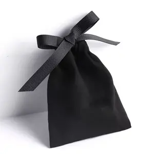 Black Suede Ribbon Gift Bags 5x7cm 7x9cm 9x12cm 10x15cm free Ship Shoes Underwear Drawstring Pouches Jewelry Packaging Sack