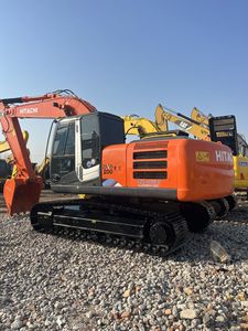 Excavatrice Hitachi Zaxis 200 couleur orange avec système de chenilles et capot ouvert - Product Image 1