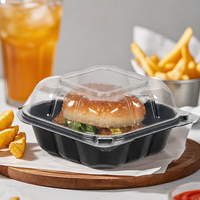 Boîte à hot-dogs et hamburgers 6*6 pouces, emballage personnalisé jetable en forme de coquille, boîte à emporter, boîte à lunch bento