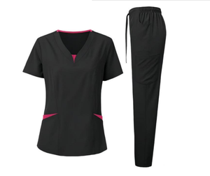 Uniforme de Enfermería de alta calidad, manga corta, cuello en V, estirable, suave, ligero, cómodo para salón de belleza, uso médico - Product Image 4