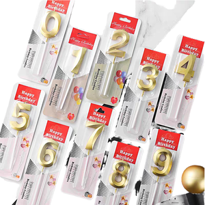 <span class=keywords><strong>Velas</strong></span> de Cumpleaños con Número 3D en Color Dorado Metálico, Diseño Personalizado del Número 0 al 9, con Certificación BRC de Grado Alimenticio - Product Image 1