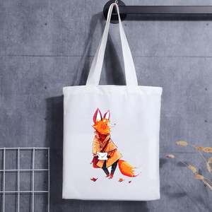 Sac fourre-tout en toile de coton imprimé tendance, portable et économique, pour le shopping, sacs de taille moyenne, sacs en toile unis personnalisables et réutilisables - Product Image 4