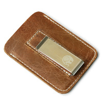 Mode mince en cuir véritable pince à billets Mini portefeuille hommes fente pour carte de crédit factures minces pince à billets en métal pour homme porte-monnaie