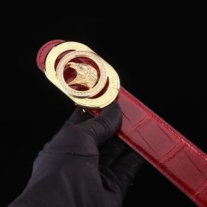 Cuir de crocodile de haute qualité, brillant, de la région du Nil, avec boucle en acier pour homme, tête d'aigle incrustée de diamants, fabrication artisanale pure. - Product Image 1