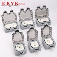Prise murale extérieure industrielle IP66, boîte de prise étanche, double prise de type allemand, voyant lumineux, capacité 16A, 250V