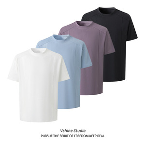 เสื้อยืดคอกลมทรงเข้ารูปสำหรับผู้ชาย ผ้าฝ้าย 100% ซึมซับเหงื่อ แห้งเร็ว ดีไซน์เรียบง่าย ทรงหลวม สวมใส่สบาย - Product Image 2