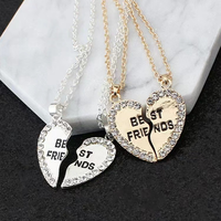 Vente chaude 1 paire meilleurs amis collier demi-partie coeur pendentif collier amitié pour Couple amis tour de cou bijoux cadeaux