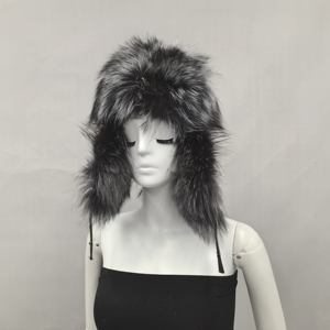 Cappello di pelliccia di volpe in pelle argentata cappello di pelliccia procione volpe russa grande volpe cappelli di pelliccia per le donne - Product Image 4