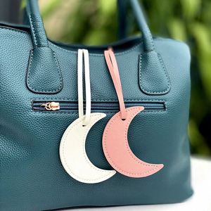 Moon-shaped <b>Bag</b> <b>Charm</b> Keychain PU Leather Women Handbag Pendant Fpr Backpack <b>Bag</b> Decoration - Product Image 4