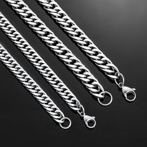 Chaînes cubaines en acier inoxydable 4,8 mm/5,8 mm/6,6 mm/7,5 mm/9,2 mm, collier épais et sportif pour hommes et garçons, de 14 à 30 pouces, idéal pour les fêtes - Product Image 4