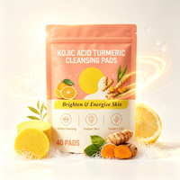 Tampons nettoyants à l'acide kojique et au curcuma en marque privée, tampons exfoliants pour éclaircir la peau pour femmes, OEM MOQ 100 boîtes