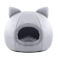 Tente pour animaux de compagnie de luxe, intérieure/extérieure, à motif uni, confortable, pour chats, lit doux et chaud en peluche, respirant, toutes saisons, gris