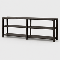 Table console basse noire en bois massif avec pieds coniques, au design moderne, élégant et luxueux, pour la maison, la villa, l'hôtel